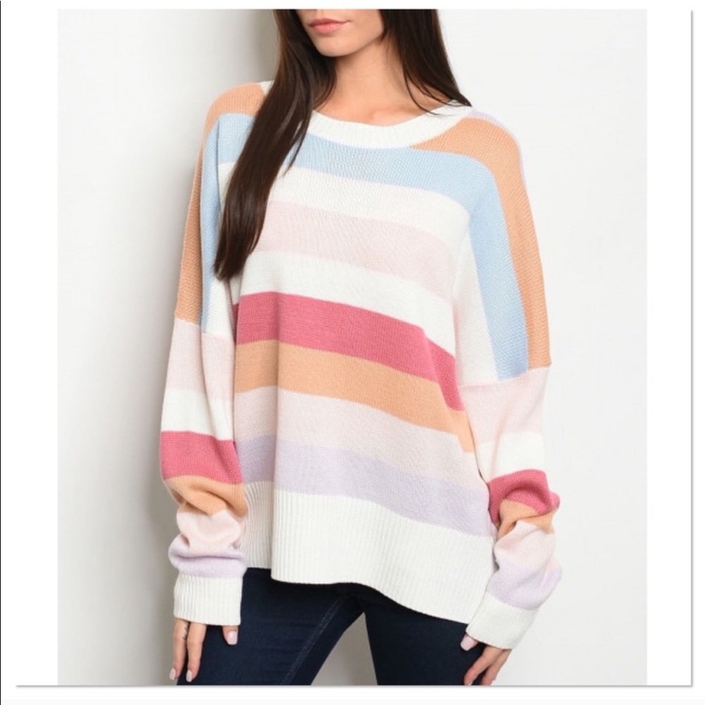 MUST GO, SALE ENDS 12/28 Striped Crew Neck Sweater